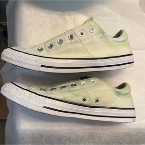Green converse chucks Taylor's laceless canvas rubber all star bleached look 10